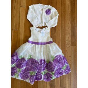 NWT American Princess Girls Ivory Floral Dress Bolero Size 3T Party flower girl